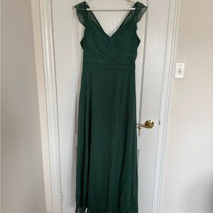 Azazie Forest Green Chiffon Maxi Dress